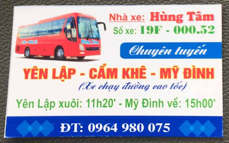 Nhà xe Hùng Tâm: Yên Lập - Mỹ Đình chạy đường Cao tốc Nội Bài - Lào Cai