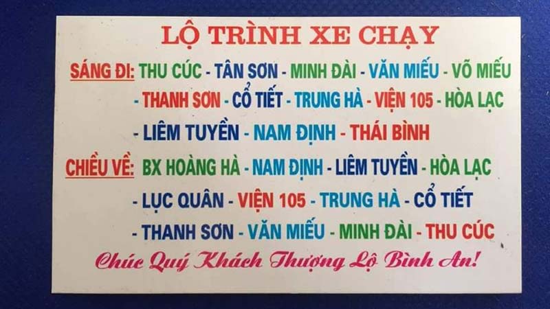 Nhà xe Tuấn An (Tân Sơn - Thanh Sơn - Thái Bình)
