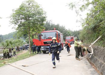 Diễn tập chữa cháy và cứu nạn tại Khu di tích lịch sử Đền Hùng