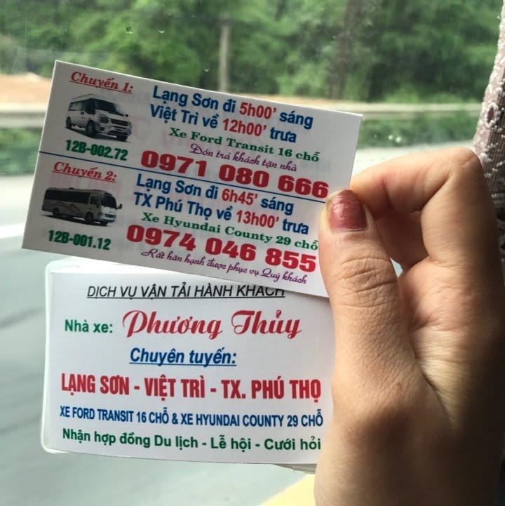 Xe khách Phương Thúy: Lạng Sơn đi Việt Trì, Phú Thọ