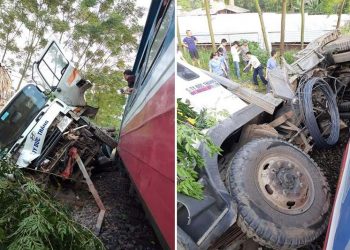 Phú Thọ: Xe tải bị tàu tông văng cả chục mét, 3 người thoát chết thần kỳ