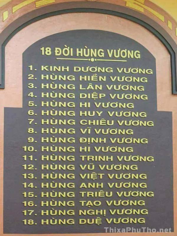 Danh sách 18 đời vua Hùng Vương