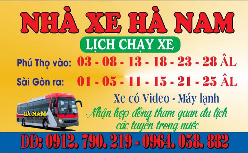 Nhà xe Hà Nam tuyến Phú Thọ - Bình Phước - Sài Gòn