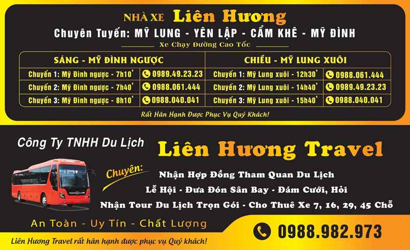 Nhà xe Liên Hương Yên Lập Mỹ Đình Hà Nội