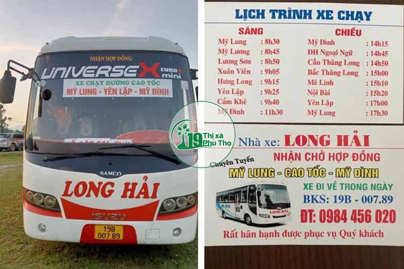 Nhà xe Long Hải chuyên tuyến Mỹ Lung, Yên Lập đi Mỹ Đình, Hà Nội