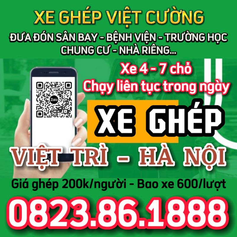 Bảng giá xe ghép Việt Trì được nhiều khách hàng liên hệ